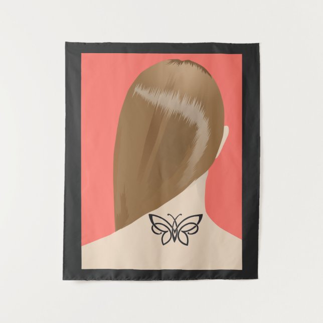 Collection Of Woman Neck Tattoo Art Print, No 2/10 Tapestry (Front)