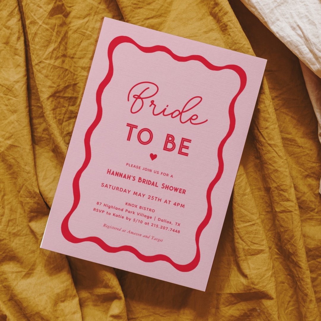 Pink and Red Wavy Hen Weekend Party Invitation | Zazzle