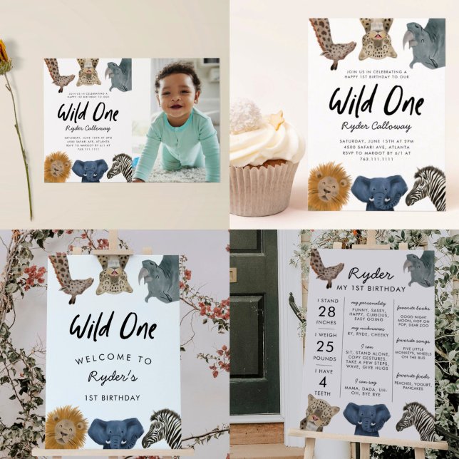 Creative Party Zoo-Tiere Banner – Für 1. Geburtstag, Mit Löwe & Affe