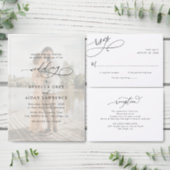 All-In-One Elegant Script Black and White Wedding Invitation (Personalise this independent creator's collection.)