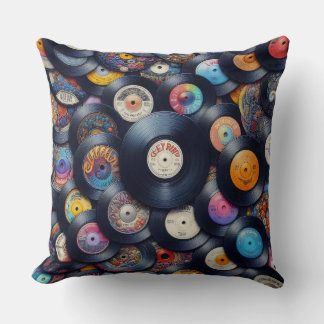 Collection Vinyl Record Pattern 80s Retro Spectrum Cushion