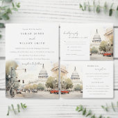 Chic Minimal Washington DC, USA Watercolor Wedding Thank You Card (Personalise this independent creator's collection.)