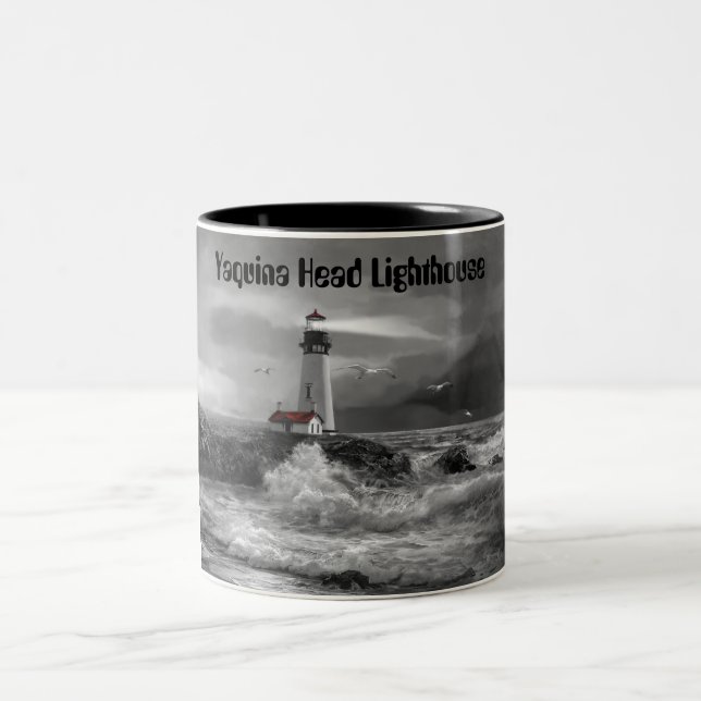 Collector mug, Yaquina lighthouse Oregon Two-Tone Coffee Mug (Center)