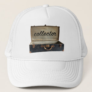 Collector word on old antique trunk suitcase trucker hat