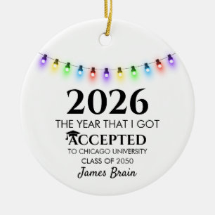 College Acceptance Ornament, College Ornaments,  Ceramic Tree Decoration