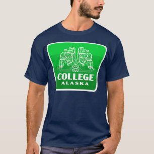 College Alaska Retro Bird Badge Green T-Shirt