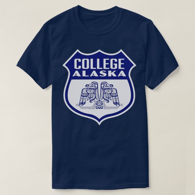 College Alaska Retro Bird Shield Blue T-Shirt (Design Front)