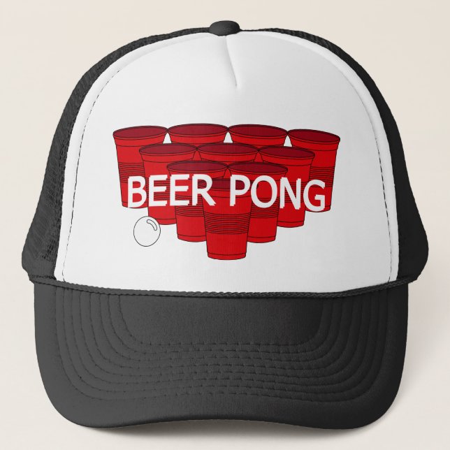 college beer pong trucker hat (Front)