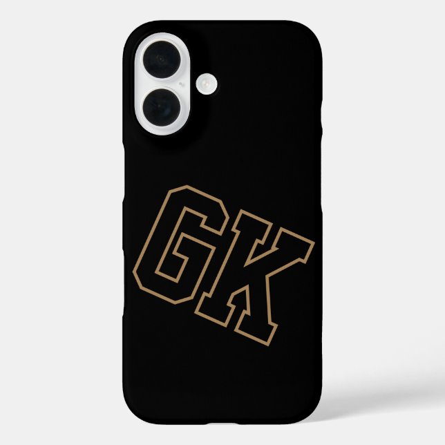 College Black Gold Varsity Monogram Initials Case-Mate iPhone Case (Back)