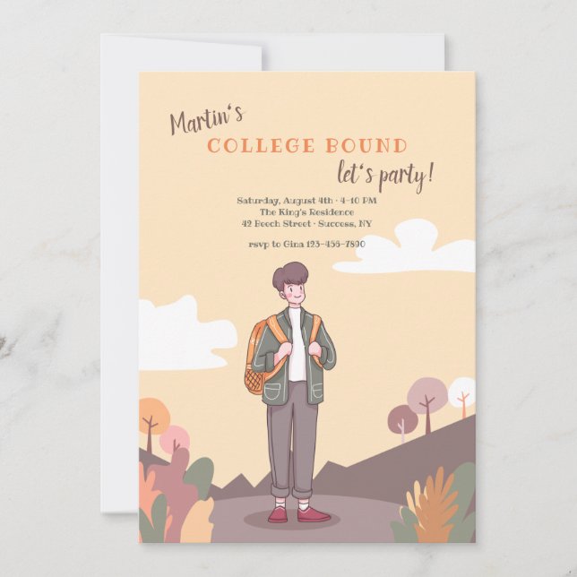 College Bound Male Party Invitation (Front)