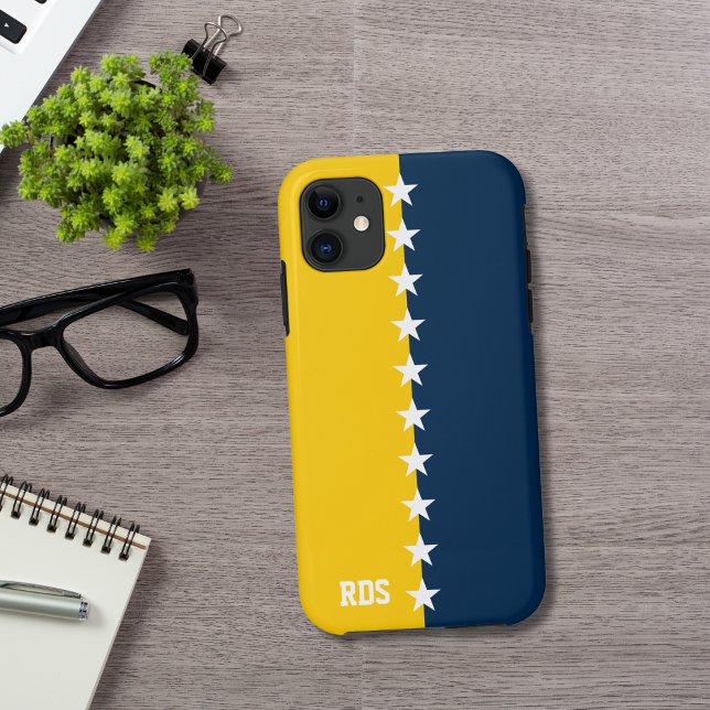 College Colours Blue & Maize Yellow Monogram Case-Mate iPhone Case (Creator Uploaded)