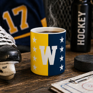 College Colours Blue & Maize Yellow Monogram Coffee Mug