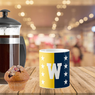 College Colours Blue & Maize Yellow Monogram Coffee Mug