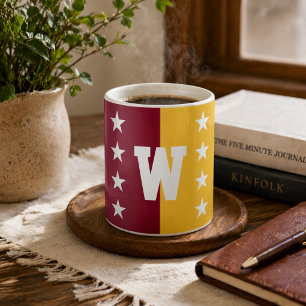 College Colours Maroon & Gold Monogram Coffee Mug