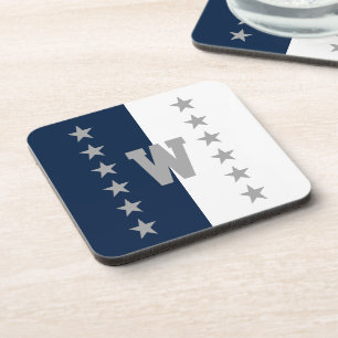 College Colours Navy Blue & White Coaster