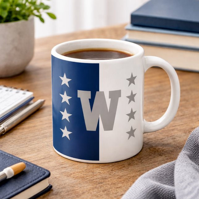 College Colours Navy Blue & White Coffee Mug (Creator Uploaded)