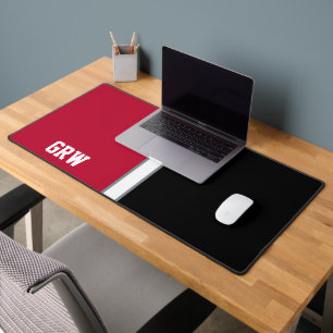 College Colours Red & Black Monogram  Desk Mat