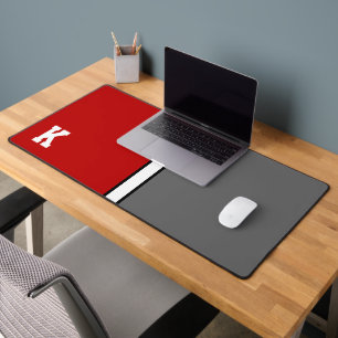 College Colours Red & Grey Monogram Desk Mat