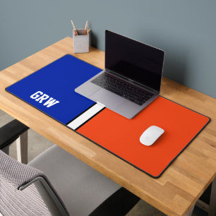 College Colours Royal Blue & Orange Monogram  Desk Mat