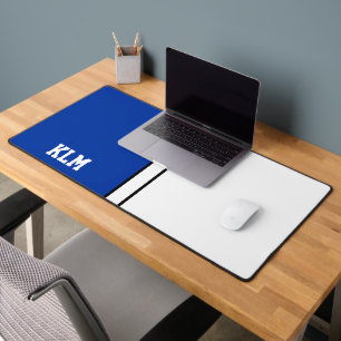 College Colours Royal Blue & White Monogram  Desk Mat