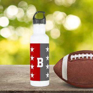 College Colours Scarlet Red & Dark Grey Monogram 710 Ml Water Bottle