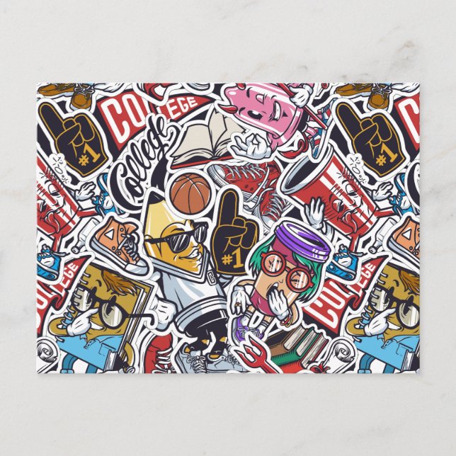 College Comics Pattern Postcard (Front)