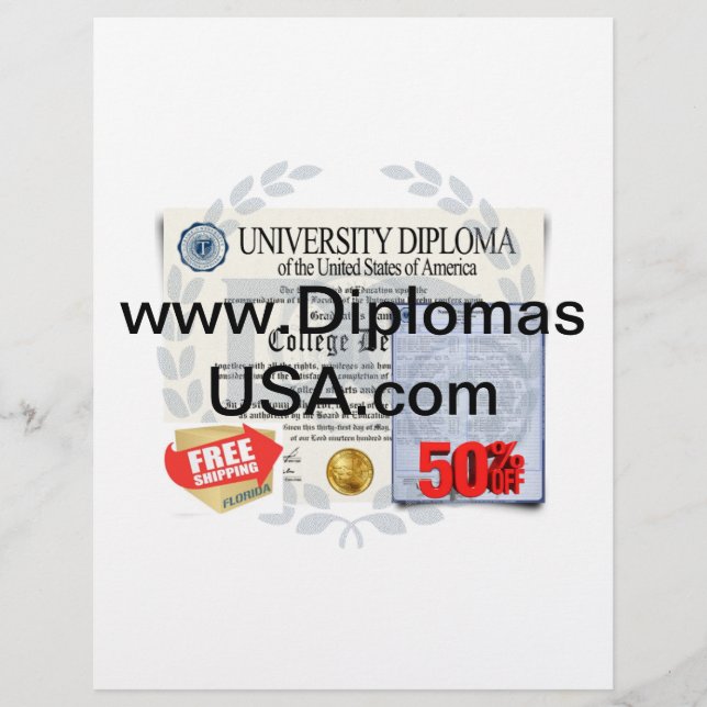 college diplomas or high school diploma custom letterhead (Front)
