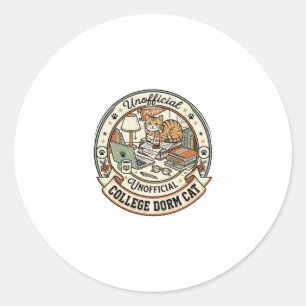 College Dorm Cat College Dorm Cat Vintage Vector A Classic Round Sticker