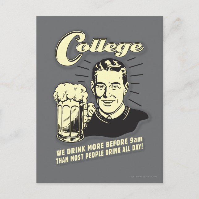 College: Drink More Before 9 AM Postcard (Front)