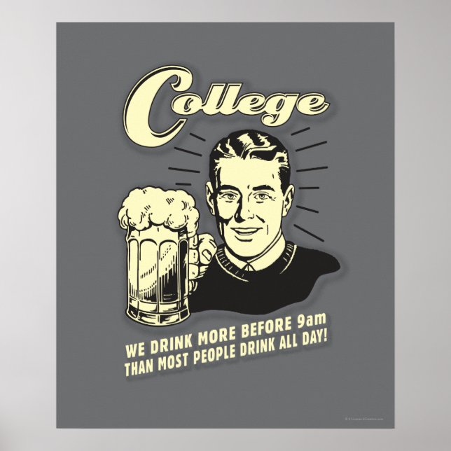 College: Drink More Before 9 AM Poster (Front)