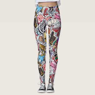 College Dynamic Art Urban Graffiti pattern Leggings