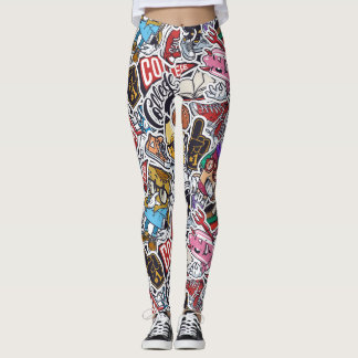 College Dynamic Art Urban Graffiti pattern Leggings