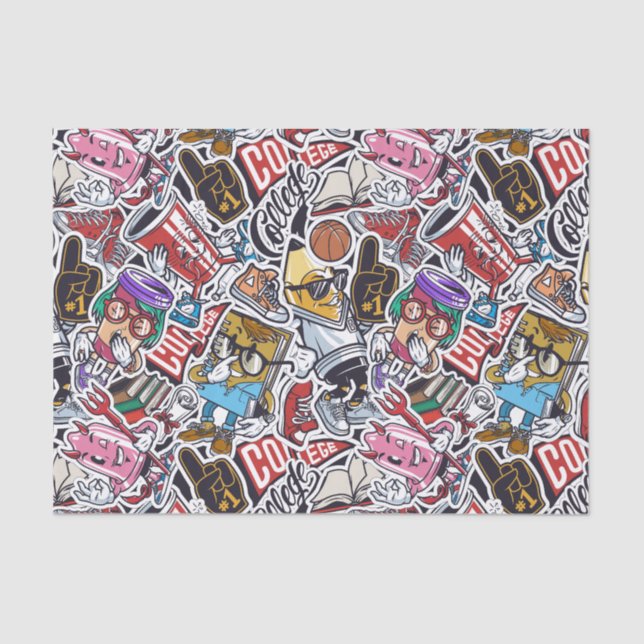 College Dynamic Art Urban Graffiti pattern Tissue Paper (Front)