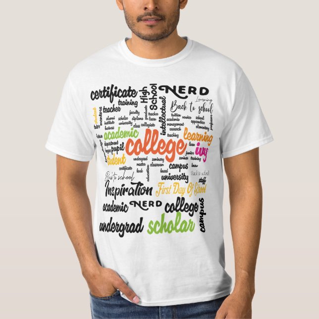 College Education Word Cloud patterns T-Shirt (Front)