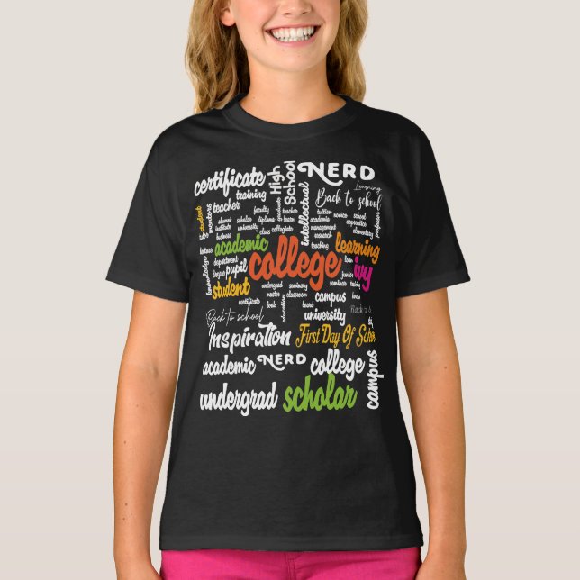 College Education Word Cloud patterns T-Shirt (Front)
