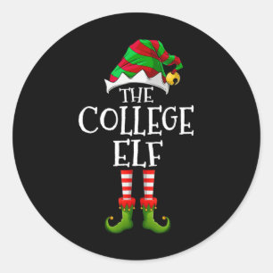 College Elf Fun Matching Pajama Group Christmas Wo Classic Round Sticker