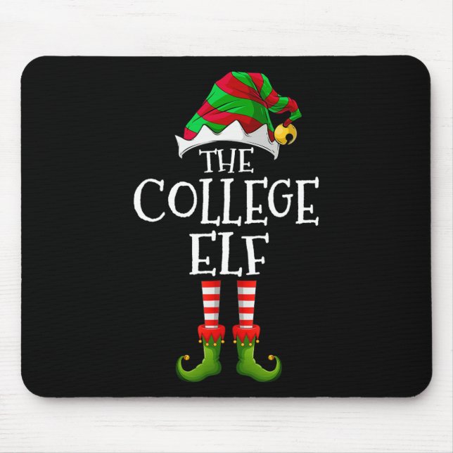 College Elf Fun Matching Pajama Group Christmas Wo Mouse Mat (Front)