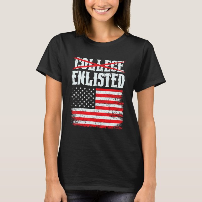 College Enlisted Soldier U S Flag T-Shirt (Front)