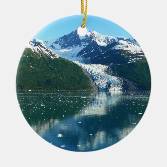 College Fjord I Beautiful Alaska Photography Ceramic Tree Decoration (Front)