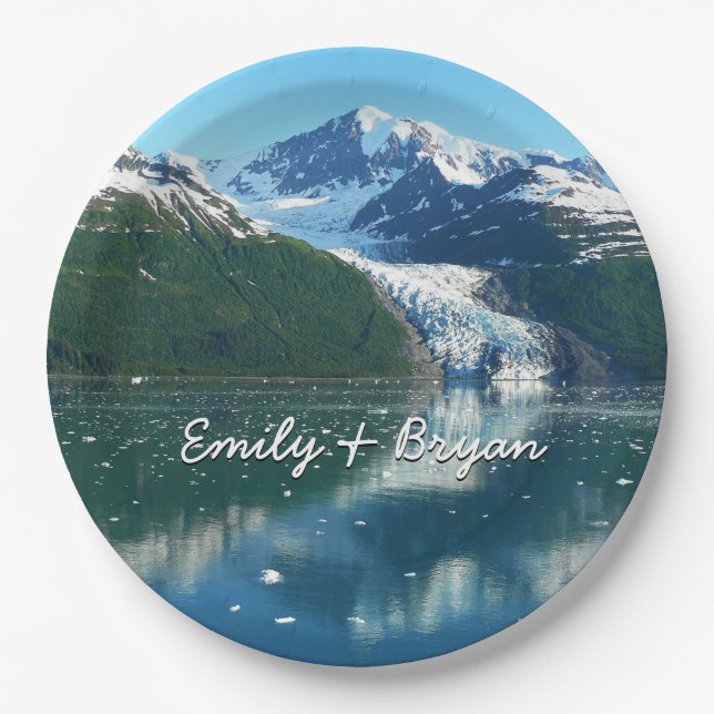 College Fjord I Beautiful Alaska Photography Paper Plate (Front)