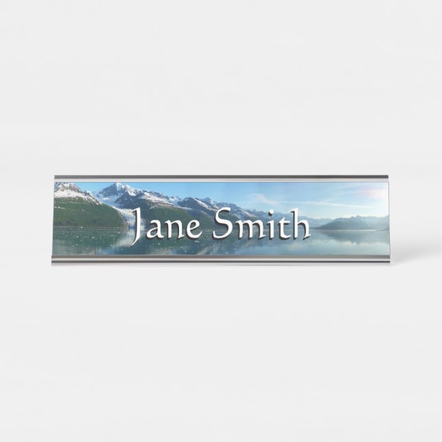 College Fjord II Beautiful Alaska Photography Desk Name Plate (Front)