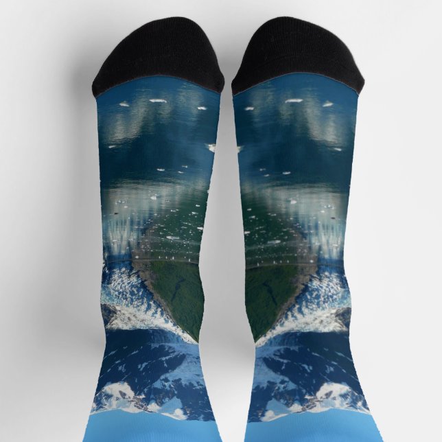 College Fjord II Beautiful Alaska Photography Socks (Top)