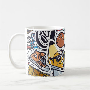 College Fun, Colourful Vintage Pattern Coffee Mug