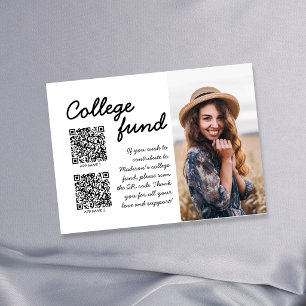 College Fund 2 QR Code Gift Black & White  Enclosure Card