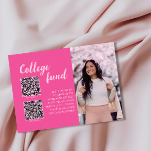 College Fund 2 QR Code Gift Photo Pink Grad Tassel Enclosure Card