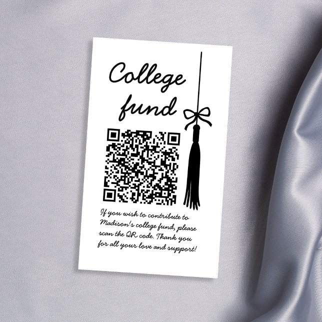College Fund Black & White Gift Qr Code Graduation Enclosure Card (College Fund Black & White Gift Qr Code Graduation Enclosure Card)