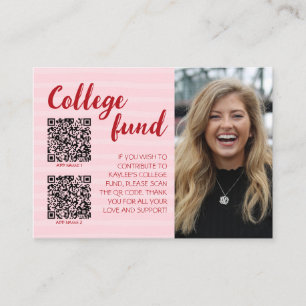 College Fund Photo Light Pink & Red Graduation Enclosure Card