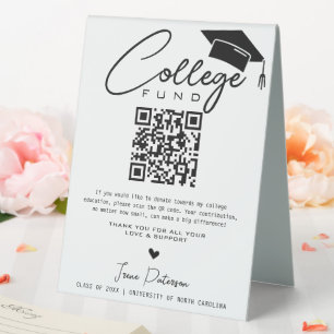 College Fund Qr Code Black White Graduation Modern