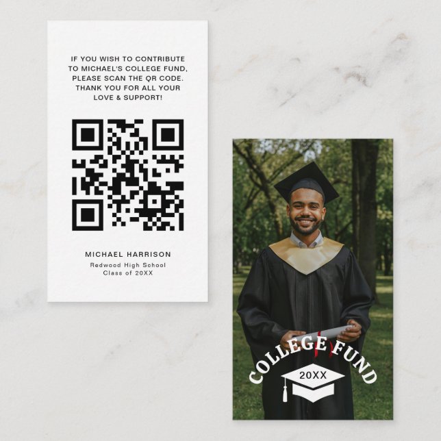 College Fund QR Code Graduation Photo Insert (Front/Back)