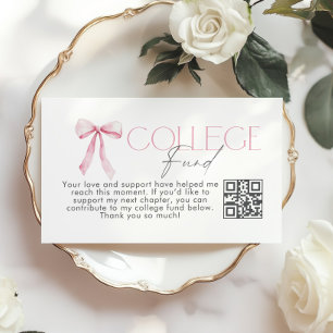 College Fund Qr Code Graduation Pink Bow Enclosure Card
